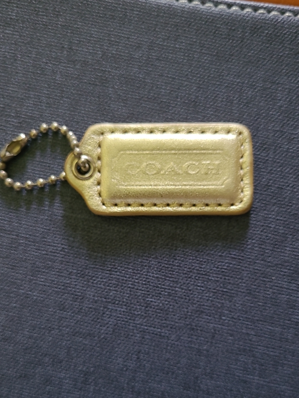 Coach Metallic Gold Leather Hang Tag with Ball Chain Accent
